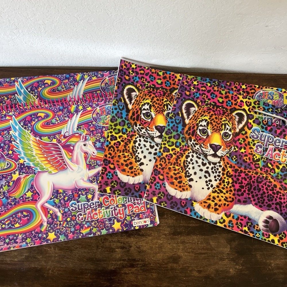 LARGE Lisa Frank Super Coloring & Activity Pads w/ Stickers 2 New 2 Used